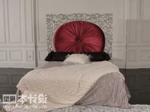 Double Bed With Round Cushion 3d model Double Bed With Round Cushion 3d model