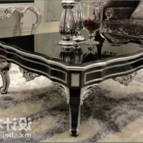 Black Wood Antique Coffee Table 3d model
