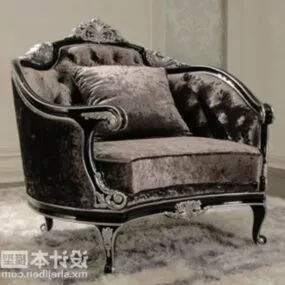 European Armchair Black Velvet 3d model