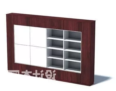Wall Cabinet With Bookcase 3d model Wall Cabinet With Bookcase 3d model