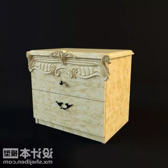 Bedside Table Antique Style 3d model