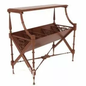 Antique Wood Bookshelf 3d model