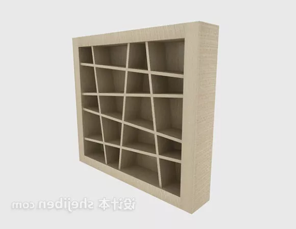 Wood Bookcase With Slide Door 3d model