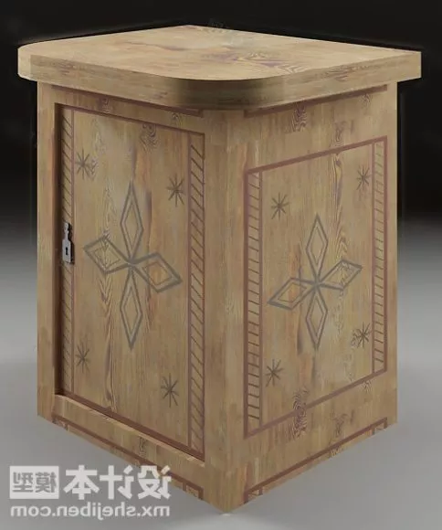Wood Bedside Table Modern Style 3d model Wood Bedside Table Modern Style 3d model