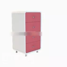 Pink Bedside Table Plastic Material 3d model