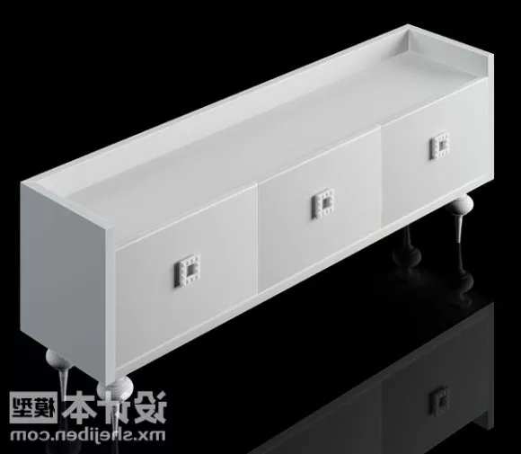 Silver Lcd Tv Flat Style With Stand 3d model