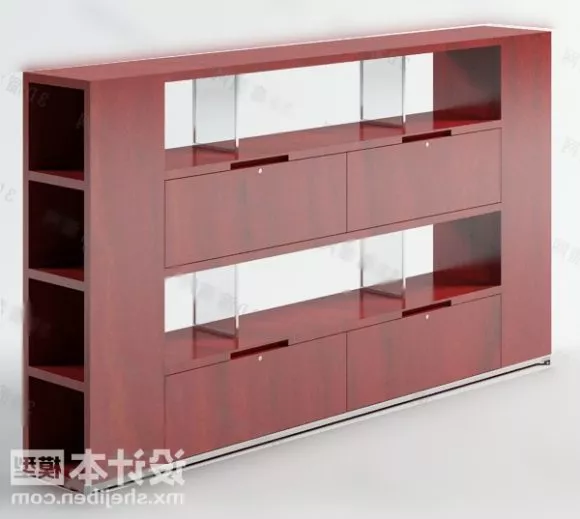 Red Wood Bookcase 3d model Red Wood Bookcase 3d model