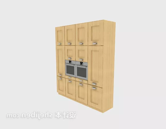 Kitchen Cabinet Yellow Wood 3d model Kitchen Cabinet Yellow Wood 3d model