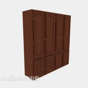 Retro Wardrobe Wooden Finish 3d model