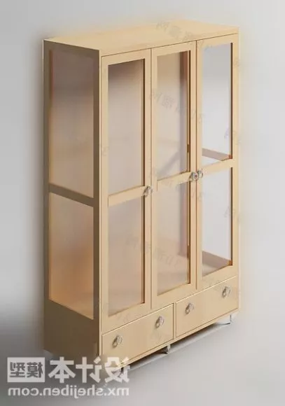 Single Door Carved Lines 3d model