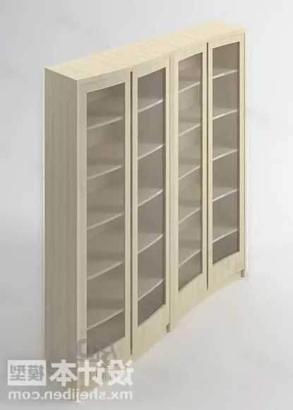 Chinese Bookshelf Wooden 3d model