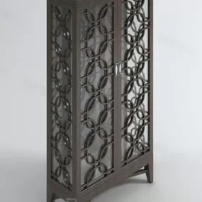 Wine Cabinet Carved Door 3d model