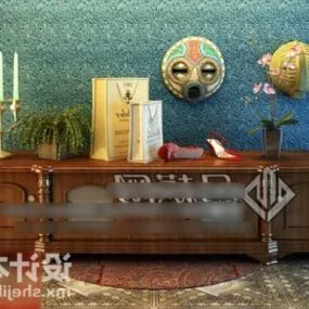 Tv Cabinet Antique Wooden Material 3d model