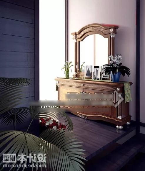Dressing Table Oval Mirror 3d model