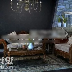 Sofa Carving With Antique Style 3d model