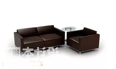 Brown Leather Sofa Chair Set 3d model Brown Leather Sofa Chair Set 3d model