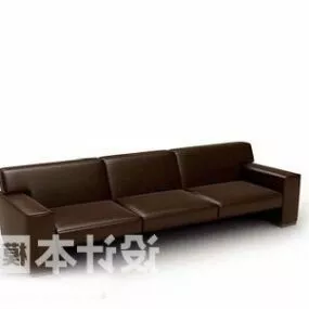 Three Seaters Sofa Brown Leather 3d model
