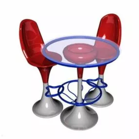 Modern Glass Coffee Table And Chair 3d model