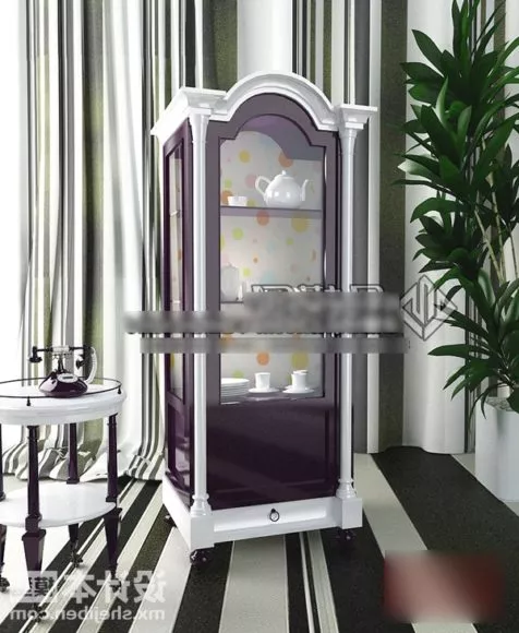 Closet With Middle Shelf With Clothes 3d model