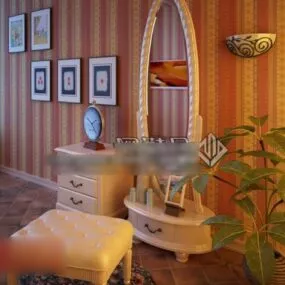 Dresser With Mirror European Style 3d model
