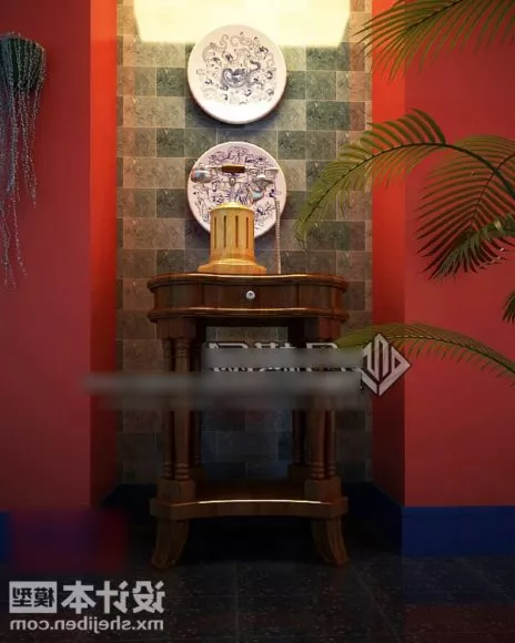 Classic Wooden Entrance Hall Cabinet 3d model Classic Wooden Entrance Hall Cabinet 3d model