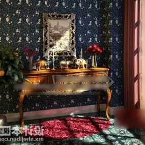 Classic Entrance Hall Cabinet With Tableware 3d model
