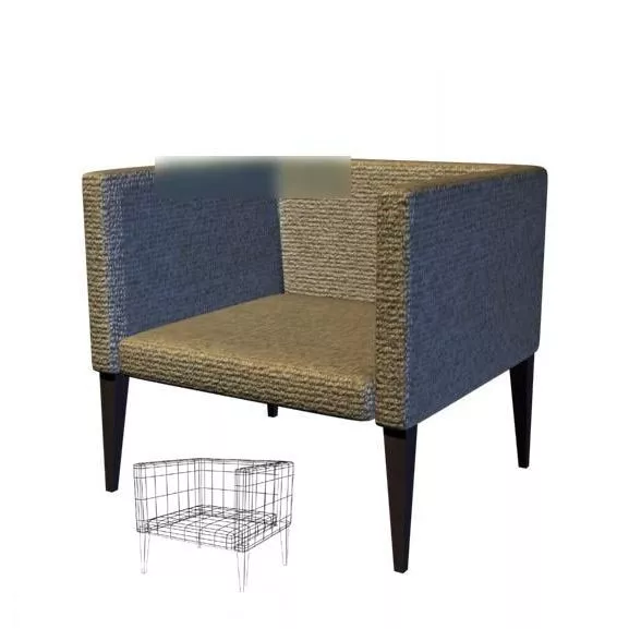 Black Leather Armchair Cube Style 3d model