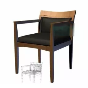 Restaurant Armchair Wood Back 3d model