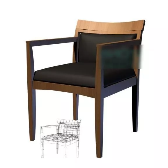 Bamboo Armchair Curved Back 3d model