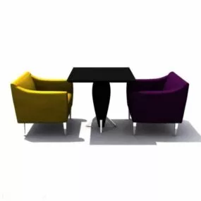 Coffee Armchair With Table Set 3d model