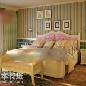 European Home With Double Bed 3d model