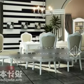 Living Room Table And Chair Combination 3d model