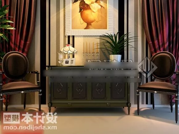 Home Decorative With Table And Chair 3d model Home Decorative With Table And Chair 3d model