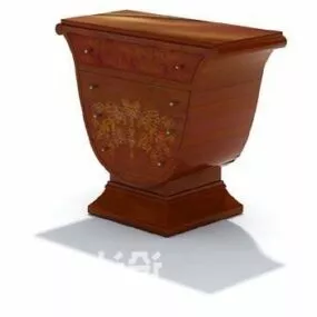 Antique Style Red Wood Dresser 3d model