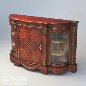 Antique Red Wood Dresser 3d model