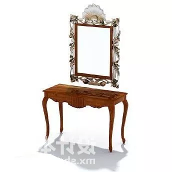 Rectangular Mirror Carved Wood Frame 3d model