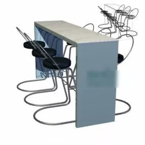 Bar Chair With Marble Table 3d model