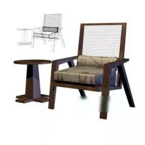 Living Room Armchair With Table 3d model