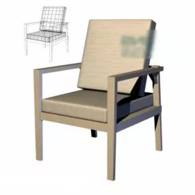 Lounge Chair Wooden Style 3d model