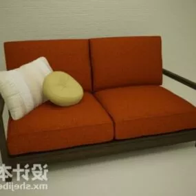 Red Fabric Modern Double Sofa 3d model