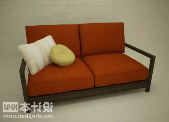 Red Fabric Modern Double Sofa 3d model Red Fabric Modern Double Sofa 3d model