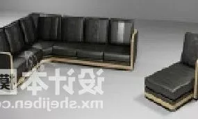 Sofa Combination Black Leather 3d model