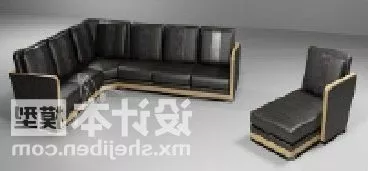 Sofa Combination Black Leather 3d model Sofa Combination Black Leather 3d model