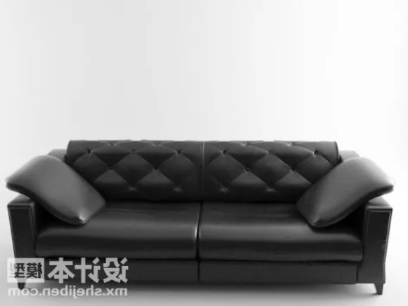 Modern Double Sofa Black Leather 3d model Modern Double Sofa Black Leather 3d model