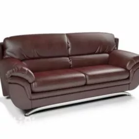 Modern Double Sofa Brown Leather 3d model