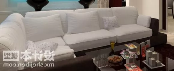 Combine Sofa White Fabric 3d model Combine Sofa White Fabric 3d model
