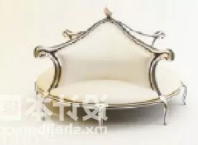 Antique White Sofa Stool 3d model