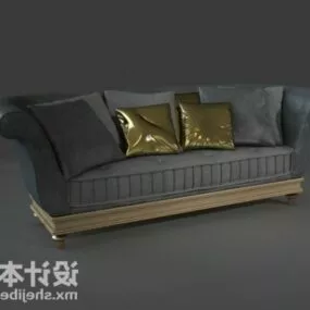 Multi Seaters European Sofa Grey Velvet 3d model