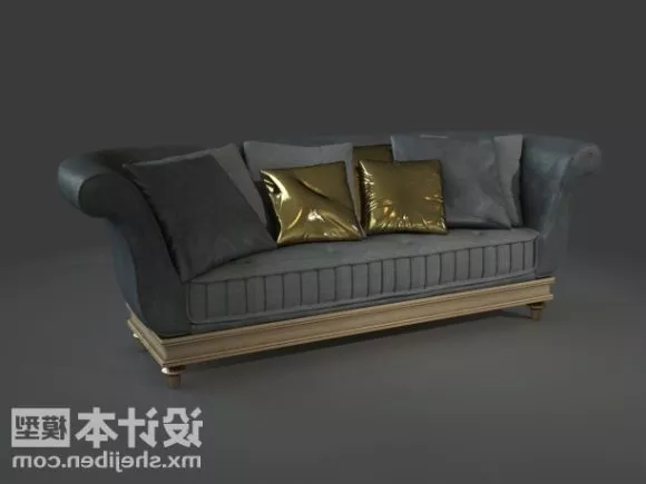 Multi Seaters European Sofa Grey Velvet 3d model Multi Seaters European Sofa Grey Velvet 3d model