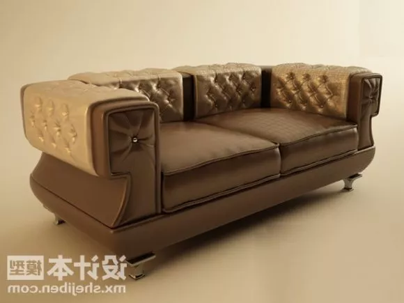 Double Seats Chesterfield Sofa Leather 3d model Double Seats Chesterfield Sofa Leather 3d model